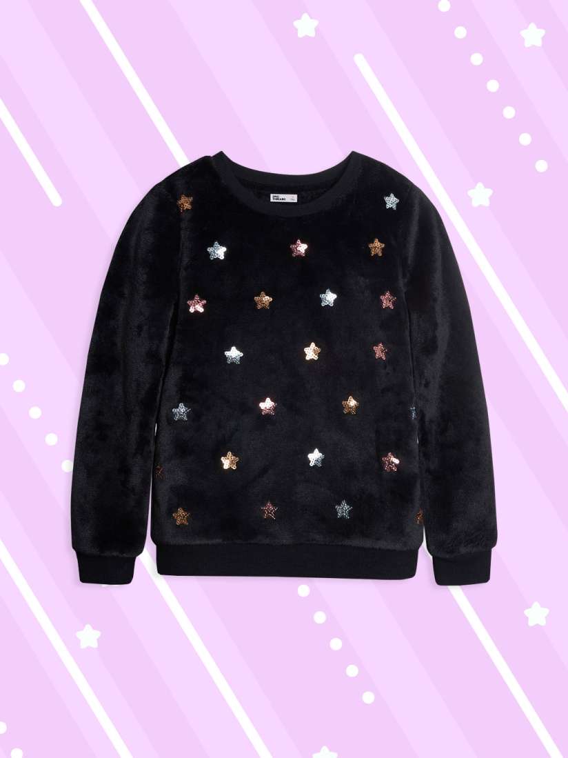 Buy Macy s Epic Threads Girls Black Sequined Sweatshirt Sweatshirts for Girls 19079274 Myntra