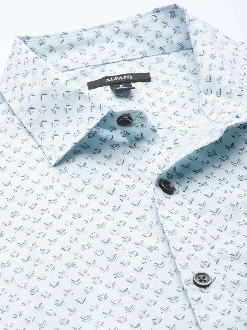 Buy Macy s Alfani Men Blue Beige Pire Cotton Printed Casual Shirt Shirts for Men 19080664 Myntra