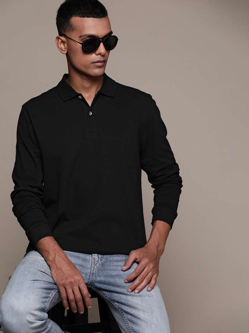 Macy's black polo shirt top