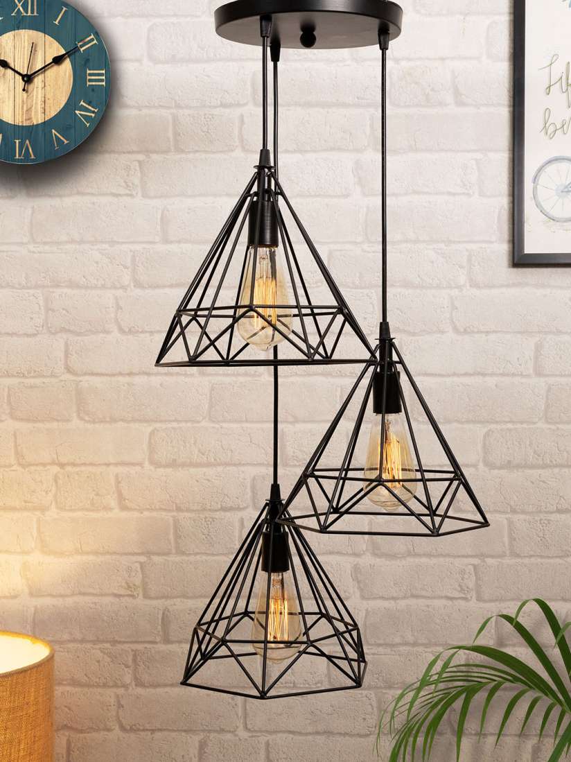 Buy Homesake Black Set Of 3 Lights Cluster Chandelier Diamond Hanging Ceiling Lamp Ceiling Lamps for Unisex 19085286 Myntra
