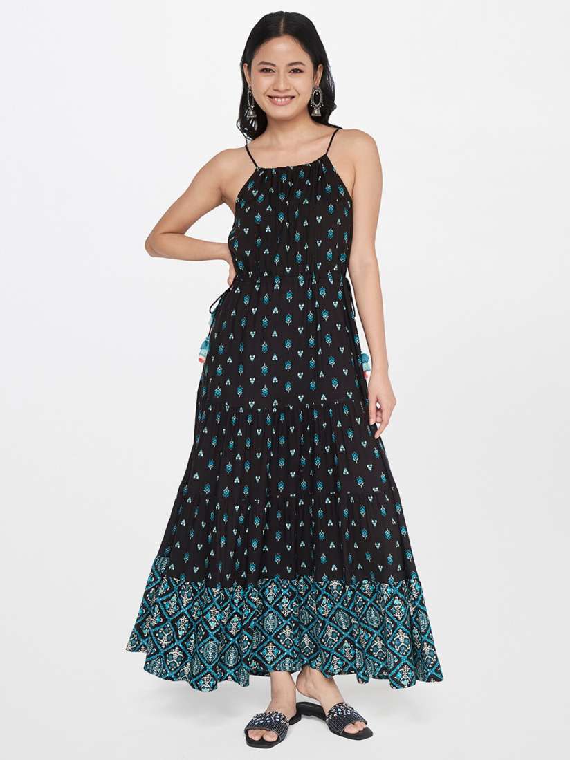 Buy Global Desi Black Maxi Dress Ethnic Dresses for Women 19087344 Myntra
