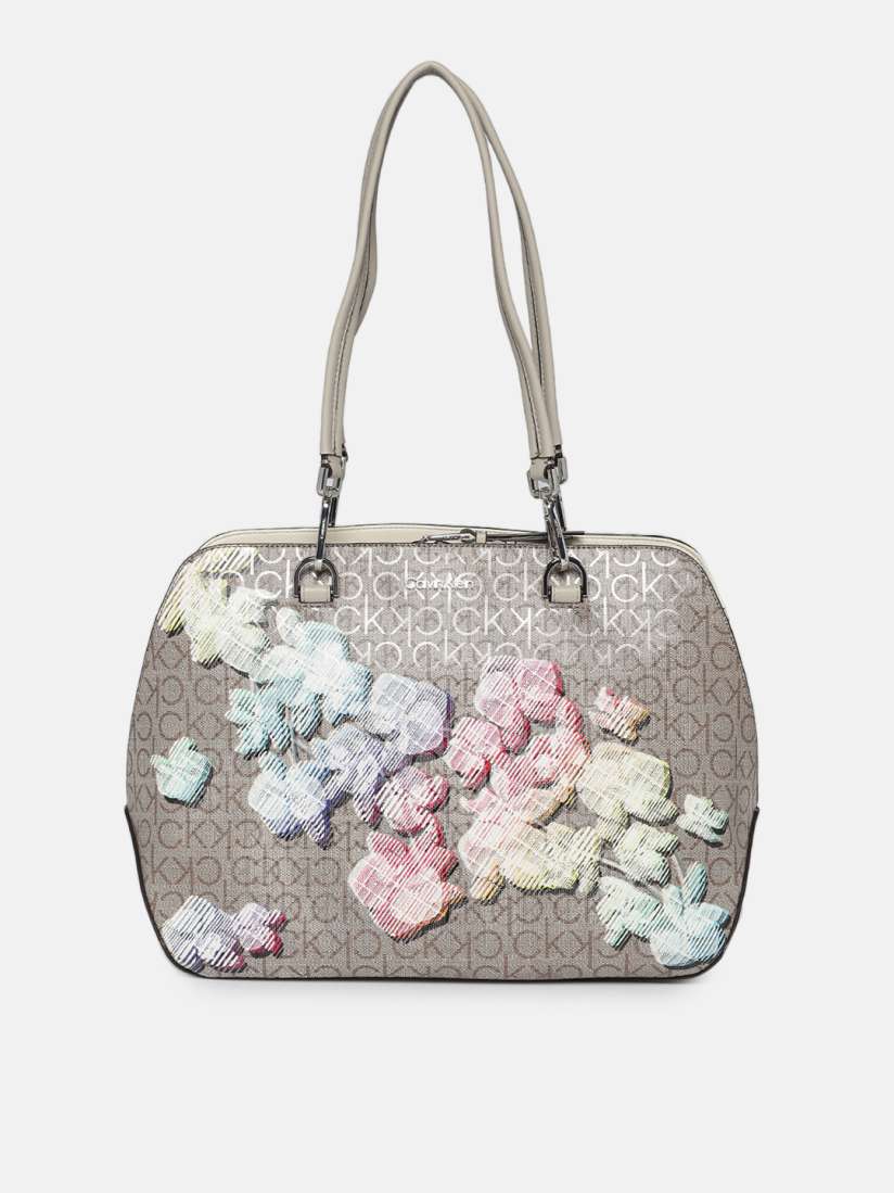 Buy Calvin Klein Jeans Grey Floral Printed Structured Shoulder Bag Handbags for Women 19087630 Myntra