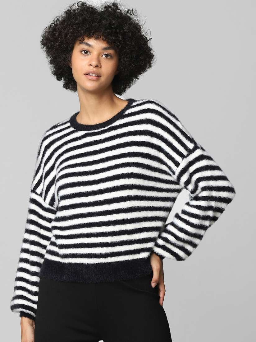Levis Navy And White Striped Sweater Womens Black And White