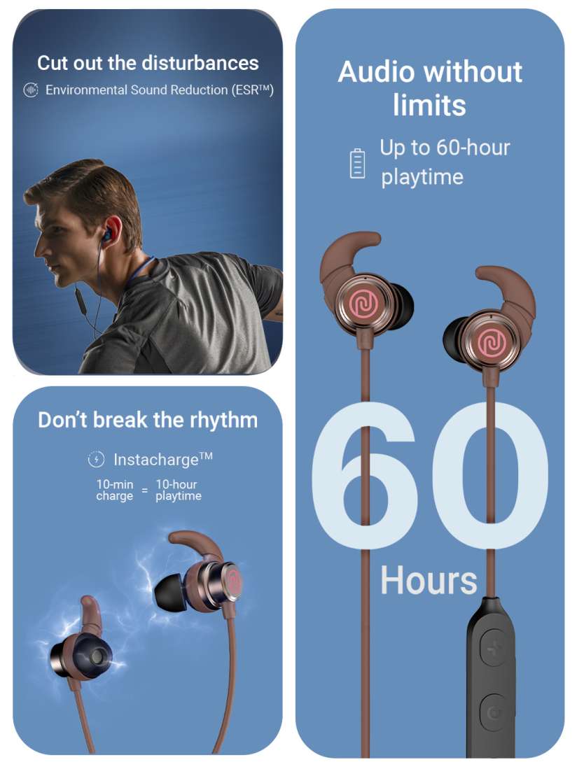 Noise tune active bluetooth wireless neckband earphones online