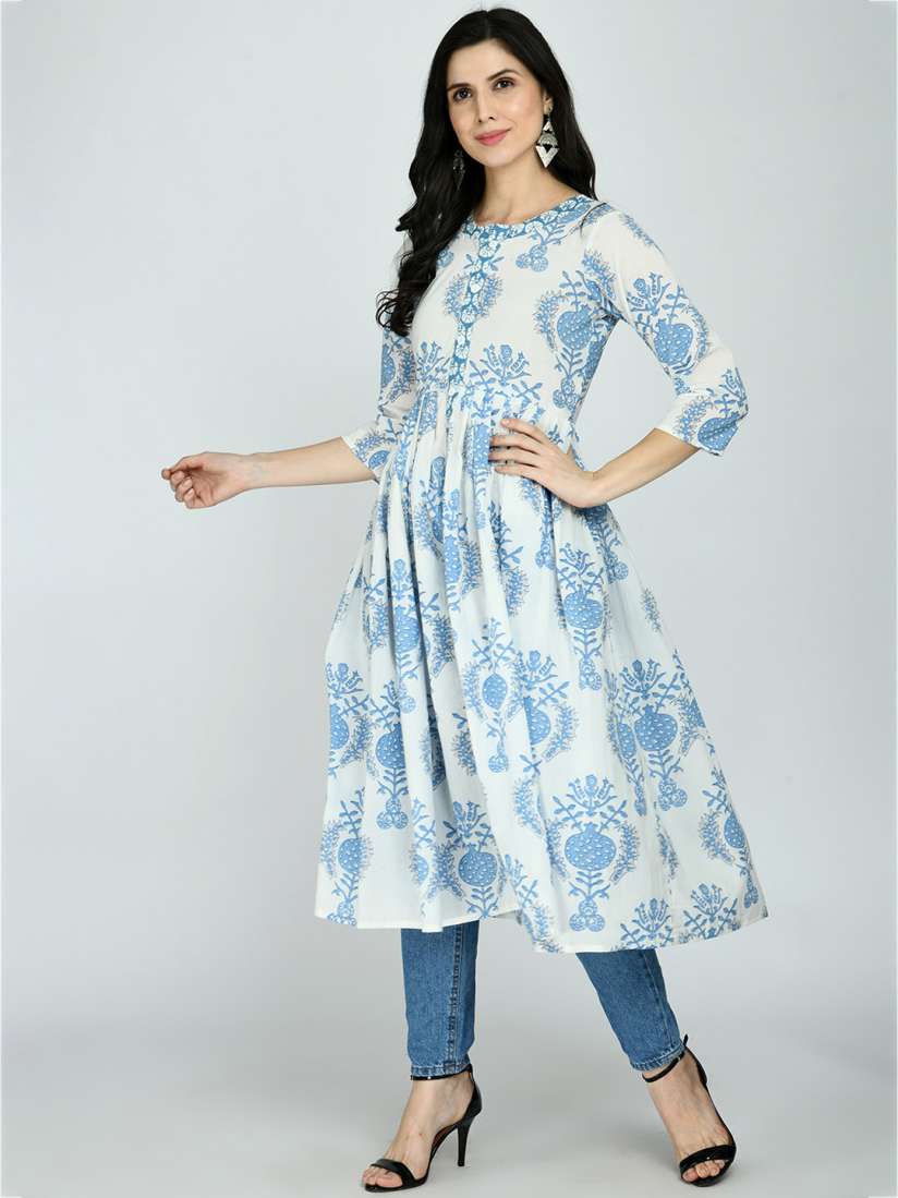 Buy MAFE Women White Floral Printed Anarkali Kurta Kurtas for Women 19095342 Myntra