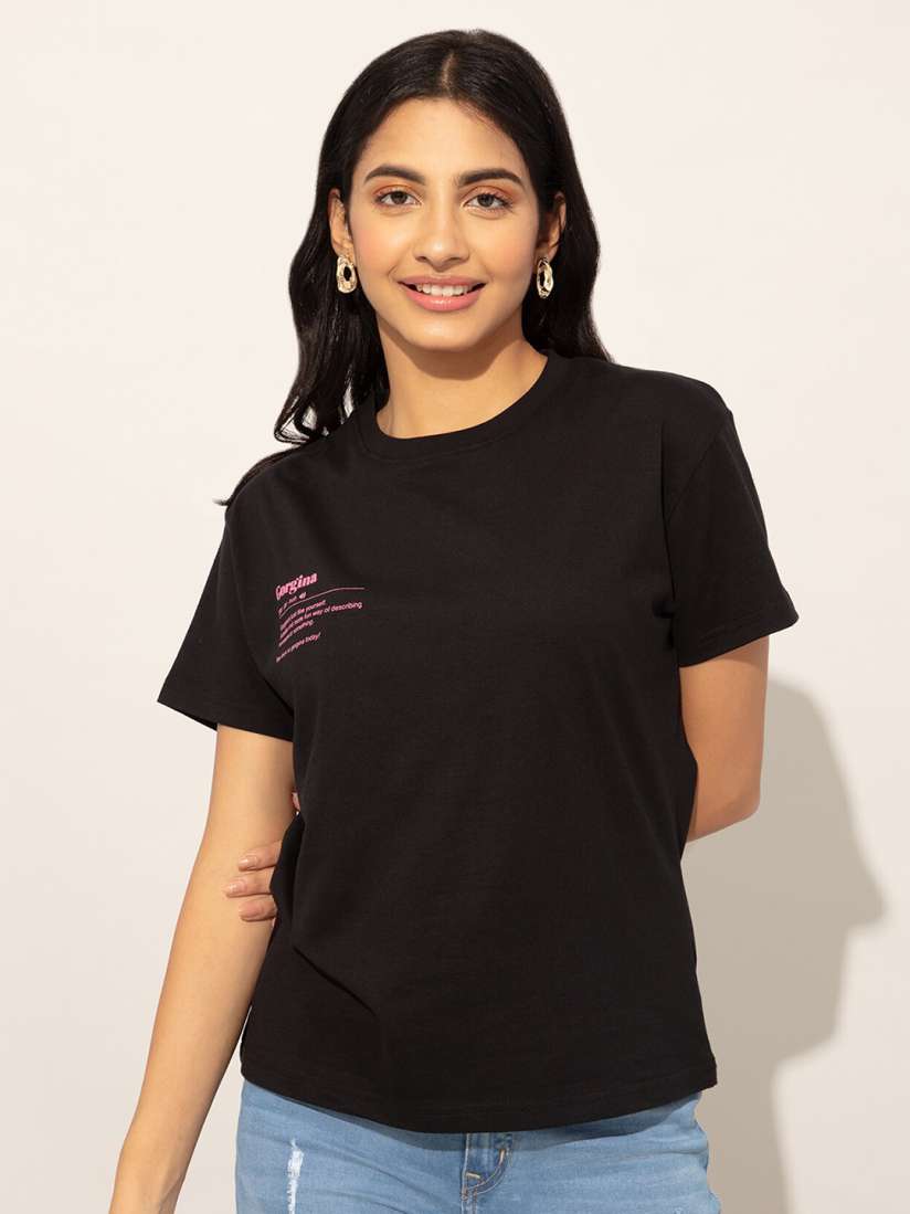 Buy 20Dresses Women Black T shirt Tshirts for Women 19108650 Myntra