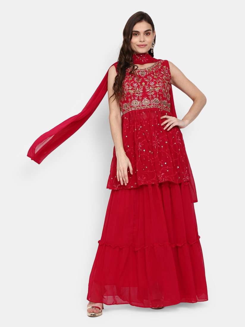 Buy V Mart Women Magenta Embellished Maxi Dress Dresses for Women 19111588 Myntra