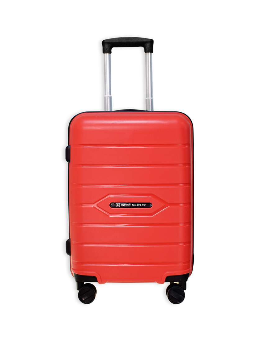 Buy SWISS MILITARY Red Textured Hard Sided Cabin Luggage Trolley Bag Trolley Bag for Unisex 19112304 Myntra