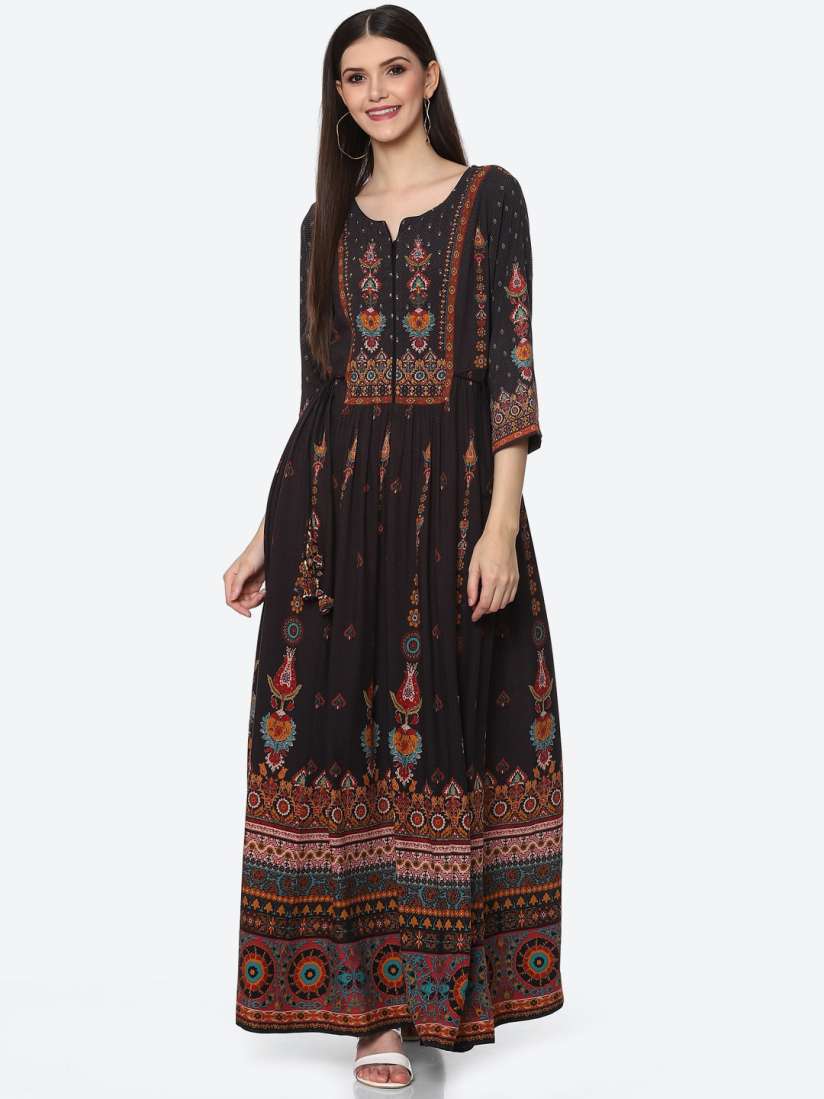 Buy Biba Women Black Ethnic Motifs Printed Anarkali Kurta Kurtas for Women 19112348 Myntra