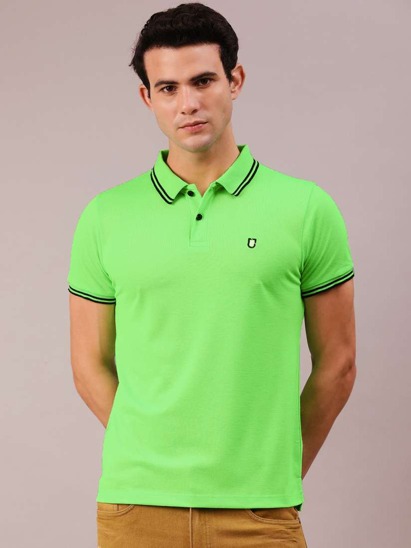 Buy Urbano Fashion Men Fluorescent Green Polo Collar Slim Fit T shirt Tshirts for Men 19119040 Myntra