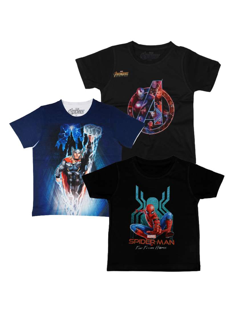 Buy Marvel by Wear Your Mind Boys Black Blue 3 Marvel T shirt Tshirts for Boys 19128140 Myntra