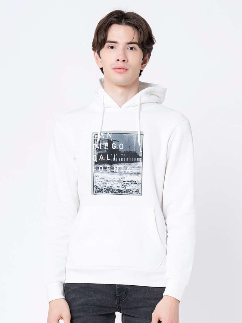 Buy Red Tape Men Off White Printed Hooded Sweatshirt Sweatshirts for Men 19136488 Myntra