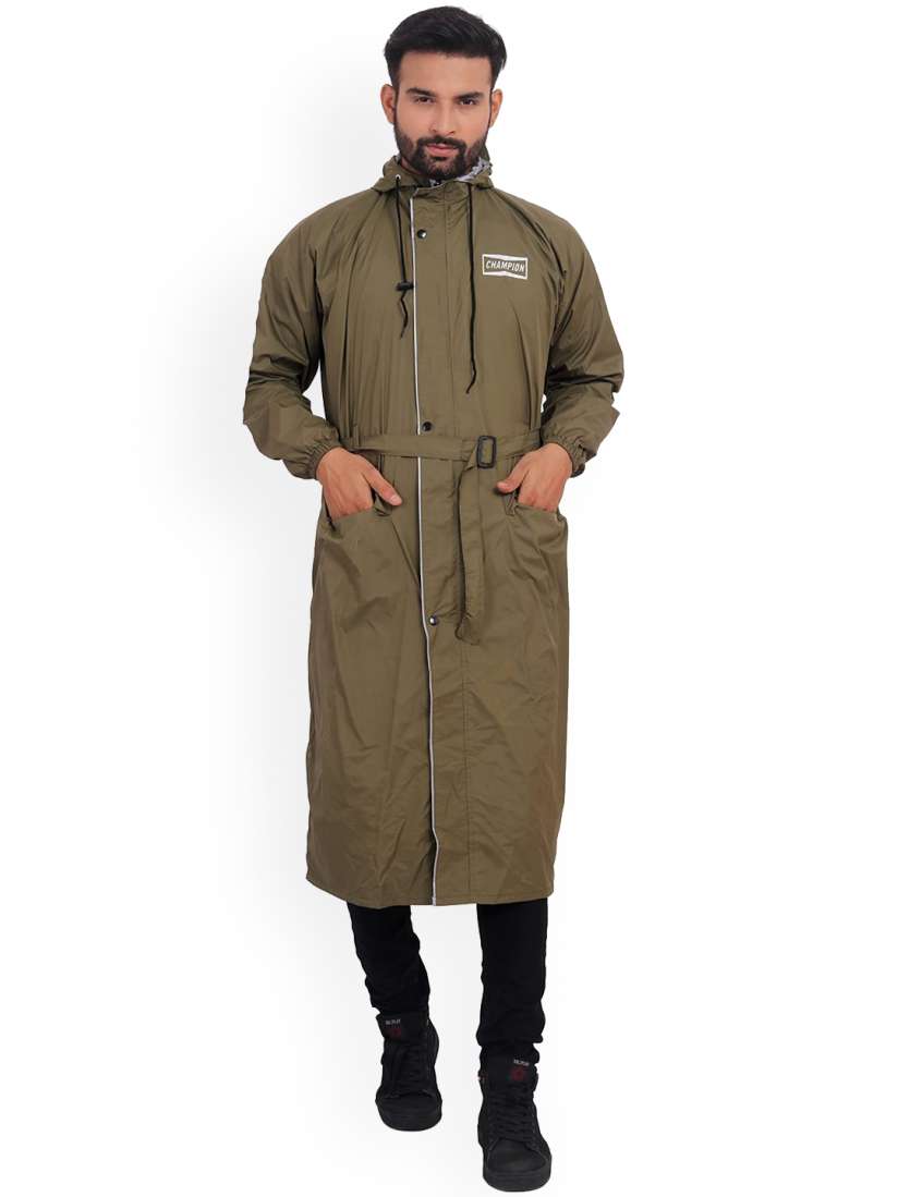 Buy THE CLOWNFISH Men Olive Green Solid Waterproof Double Layer Long Rain Jacket Rain Jacket for Men 19140246 Myntra