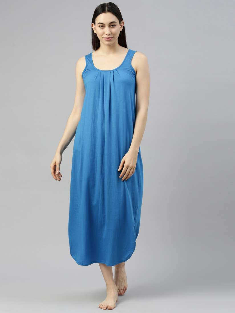 Buy GOLDSTROMS Women Turquoise Blue Solid Cotton Nighty Slips Slips for Women 19141908 Myntra