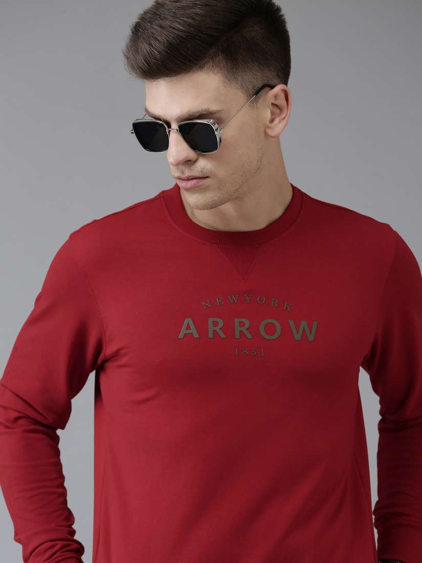 Buy Arrow Men Red Brand Logo Print Sweatshirt Sweatshirts for Men 19150794 Myntra