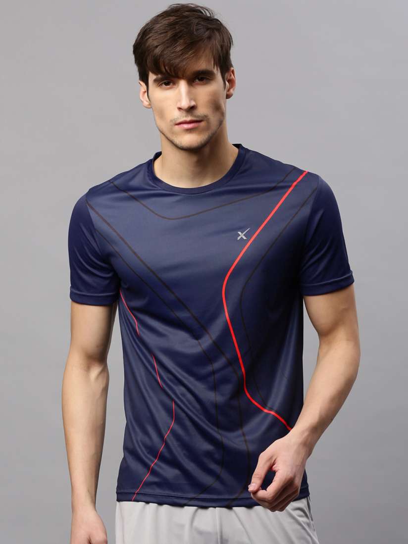 Buy HRX by Hrithik Roshan Men Navy Blue Abstract Printed Active T Shirt Tshirts for Men 1915280 Myntra