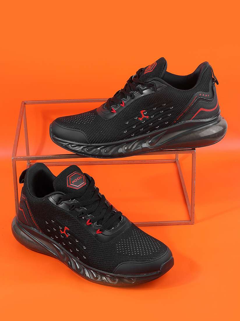 Buy Mochi Men Black Red Synthetic Sneakers Casual Shoes for