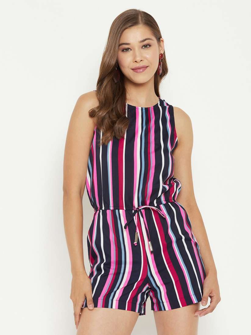 Buy PURYS Navy Women Blue White Striped Jumpsuit Jumpsuit for Women 19154112 Myntra