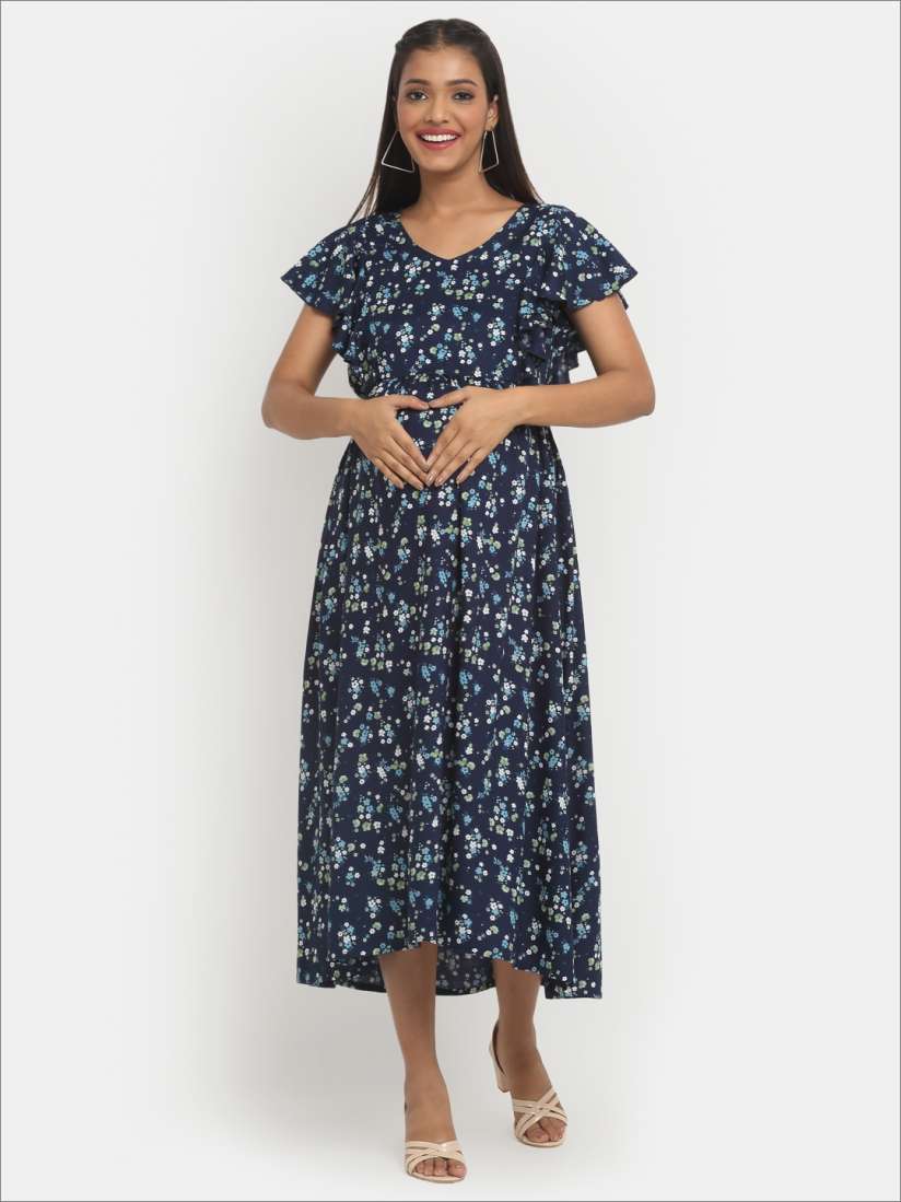 Buy Mylo Floral Maternity A Line Midi Dress with Zipper Dresses for Women 19156664 Myntra