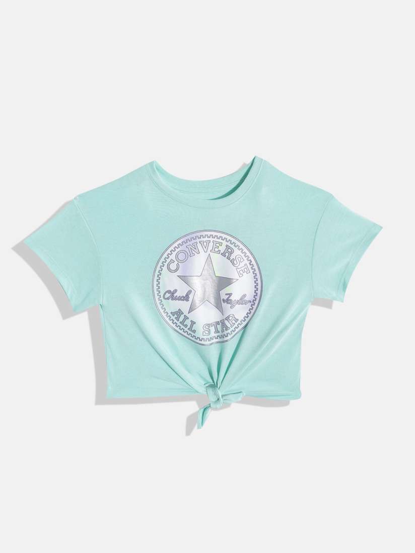 Buy Converse Girls Blue Silver Printed Boxy T shirt Tshirts for Girls 19159756 Myntra