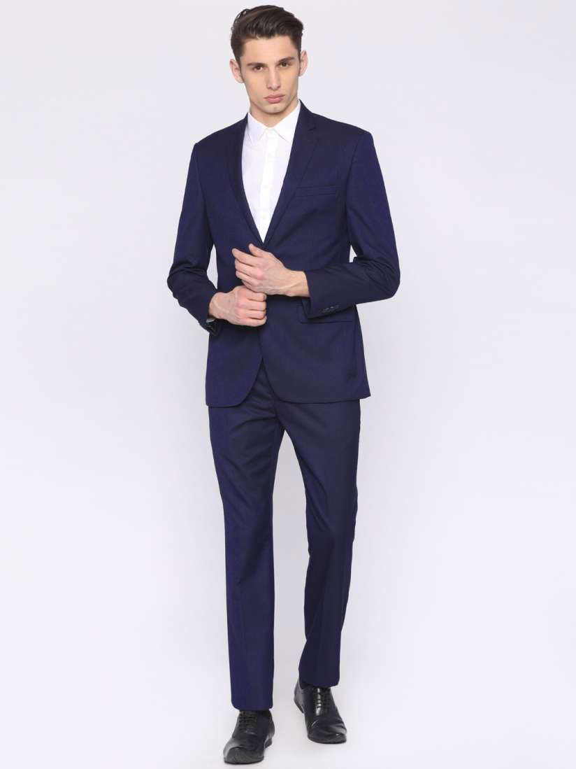 Buy Park Avenue Men Navy Self Striped Slim Fit Formal Suit Suits for Men 1916157 Myntra