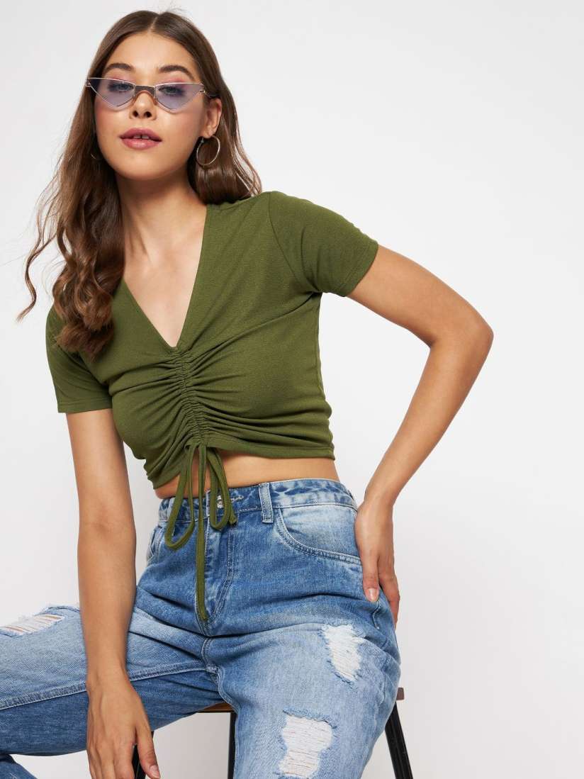 Ruched crop top outlet