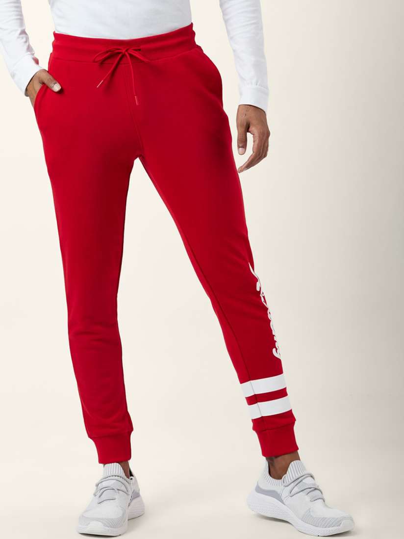 Red and white joggers men's sales