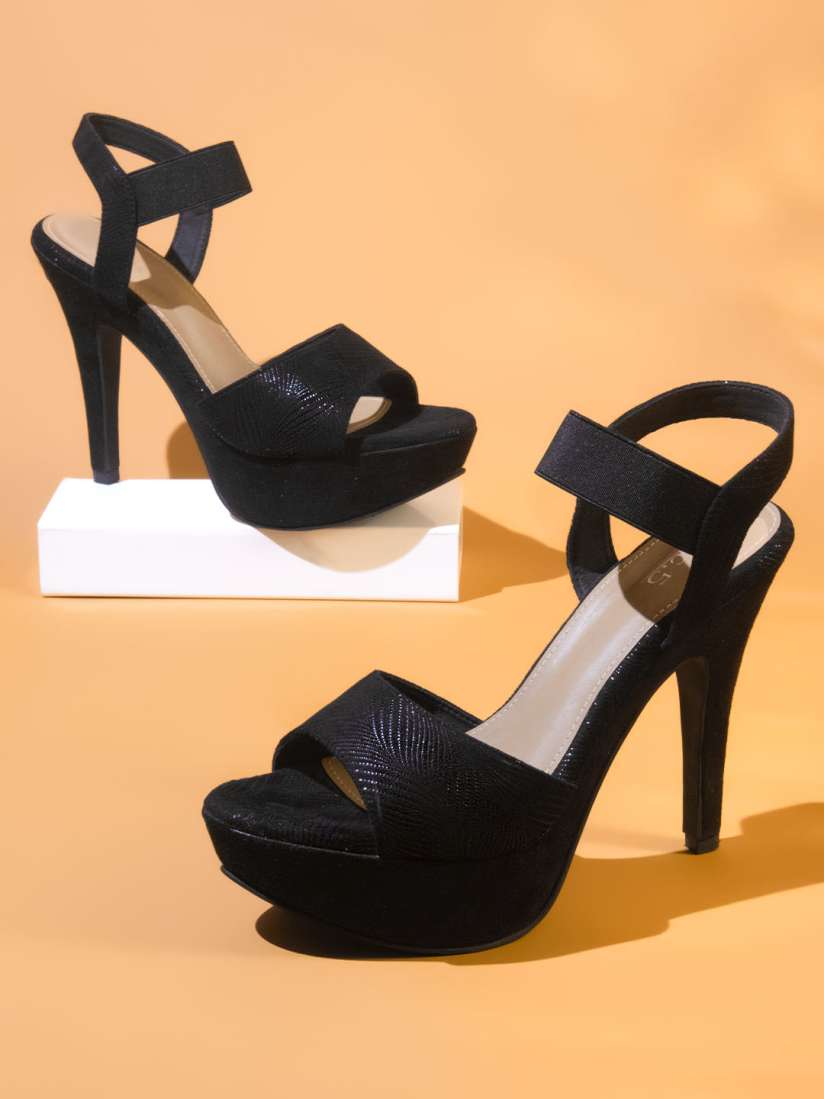 Buy Inc 5 Black Peep Toes Stiletto Party Heels Heels for Women 19177122 Myntra