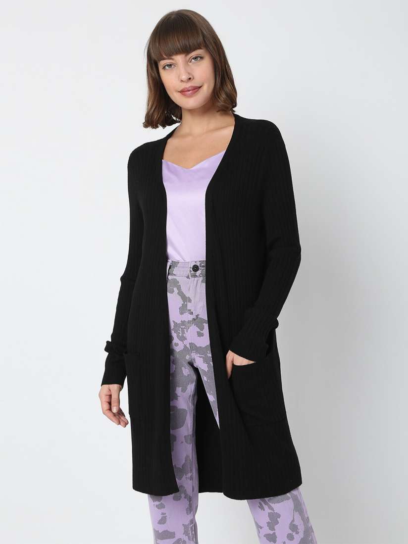 Buy Vero Moda Women Black Solid Longline Shrug Shrug for Women 19178480 Myntra