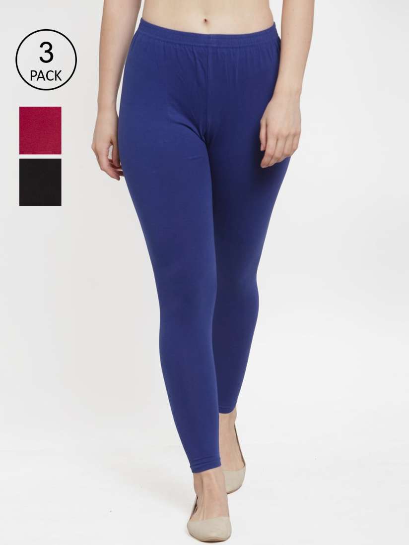Buy GRACIT Women Pack Of 3 Solid Cotton Ankle Length combo Lycra Legging Leggings for Women 19184192 Myntra