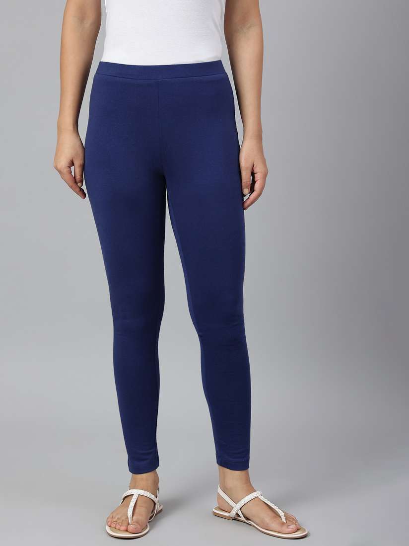 Buy W Women Blue Solid Ankle Length Leggings Leggings for Women 19186076 Myntra