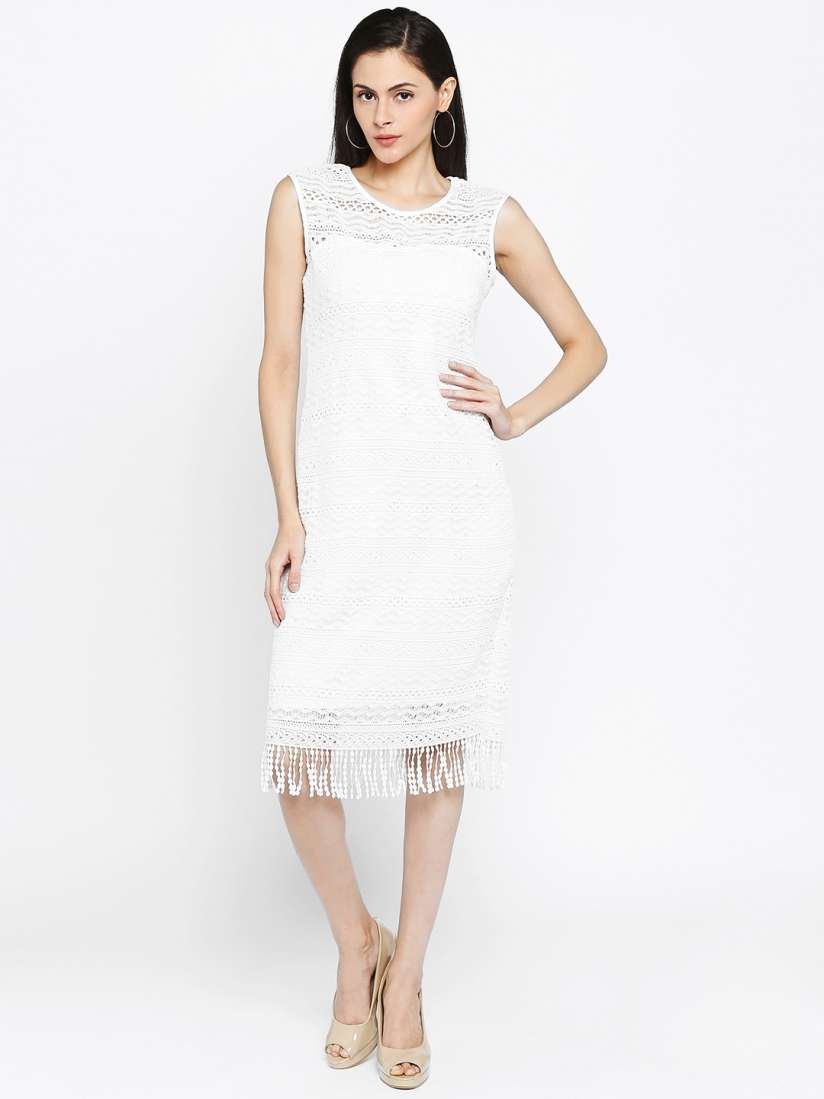 Buy Park Avenue Woman White Self Design A Line Dress Dresses for Women 1919104 Myntra