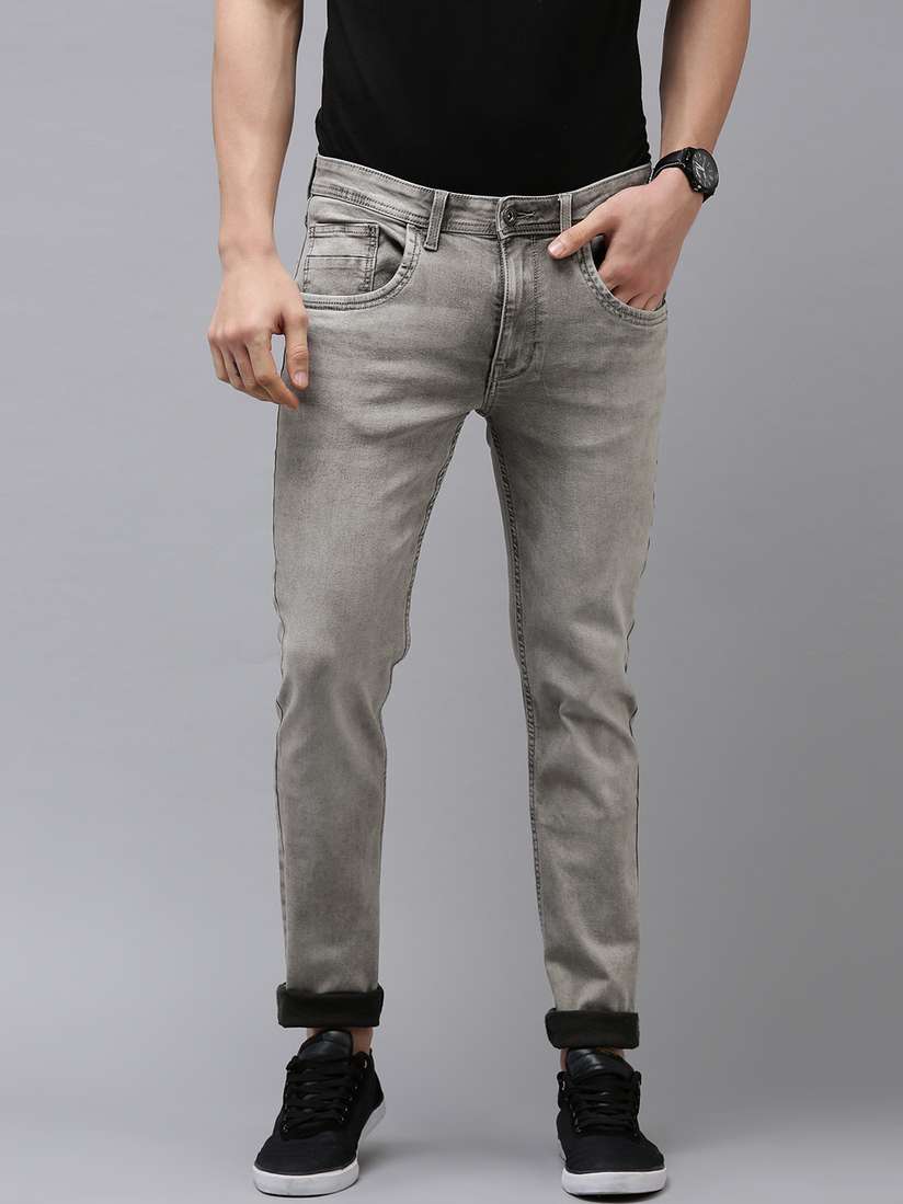 Buy VAN HEUSEN DENIM LABS Men Grey Skinny Fit Light Fade