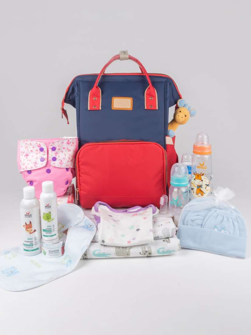 Buy Mylo Kids Red Blue Water Resistant Diaper Backpack with Free Diaper Pouch Diaper Bags for Unisex Kids 19192318 Myntra