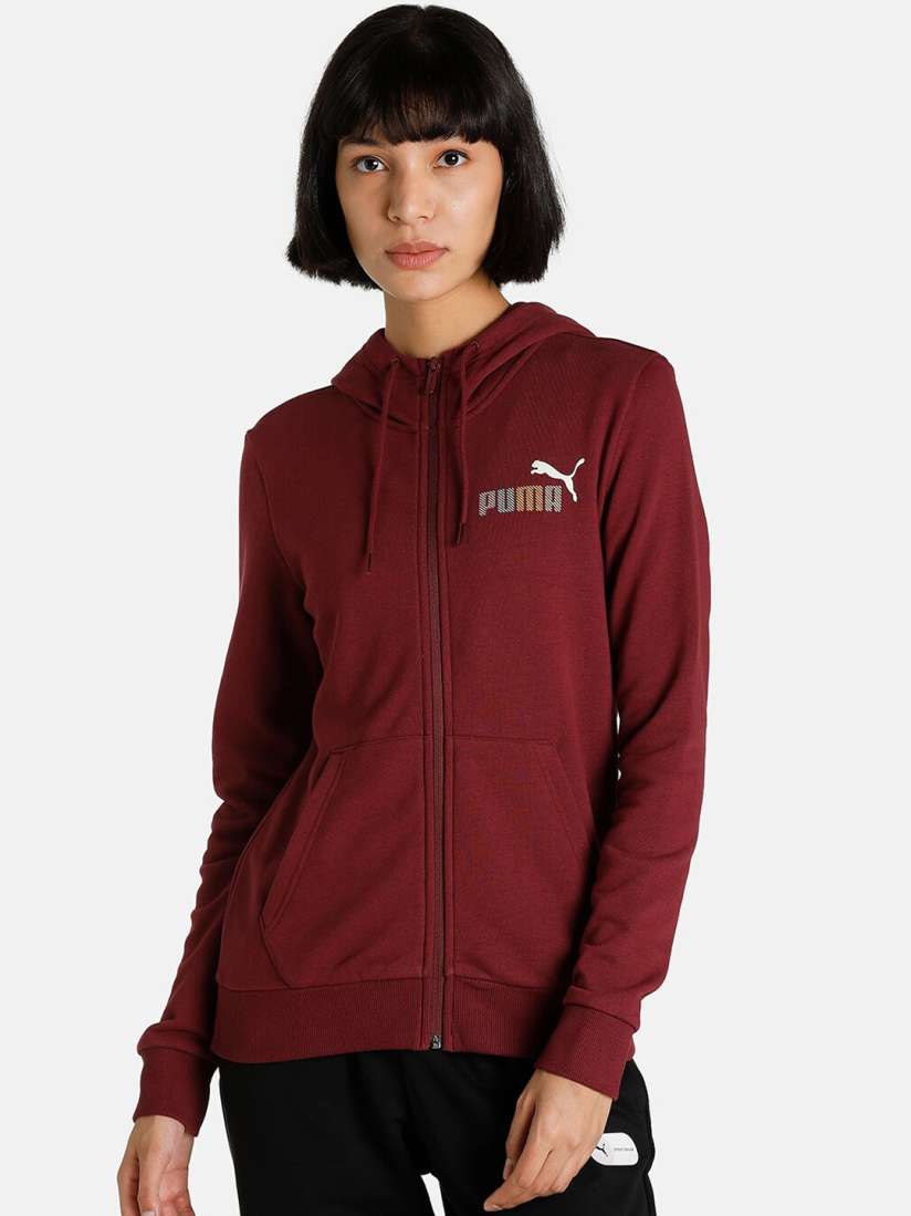 Buy Puma Women Burgundy PUMA Hooded Regular Fit Jacket Jackets for Women 19195064 Myntra