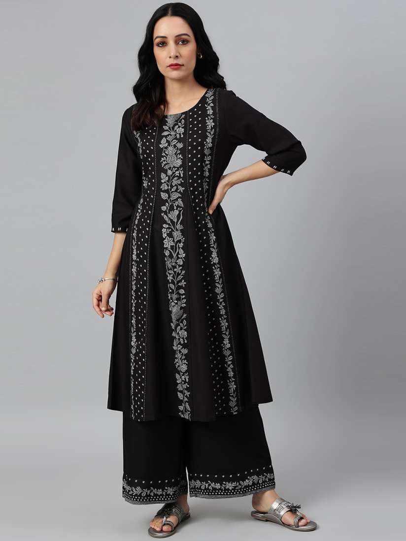 Buy W Women Black Floral Printed Kurta Kurtas for Women 19195364 Myntra