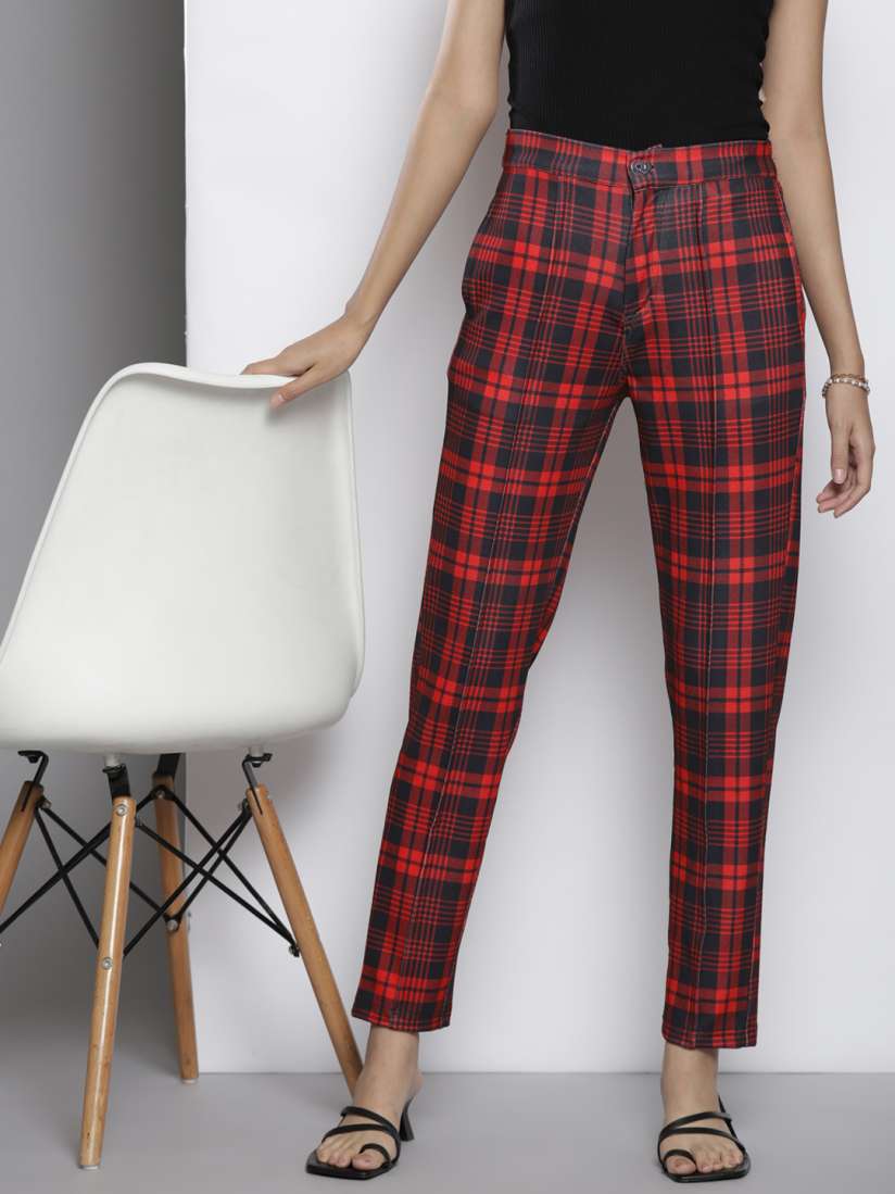 Woman tartan trousers deals