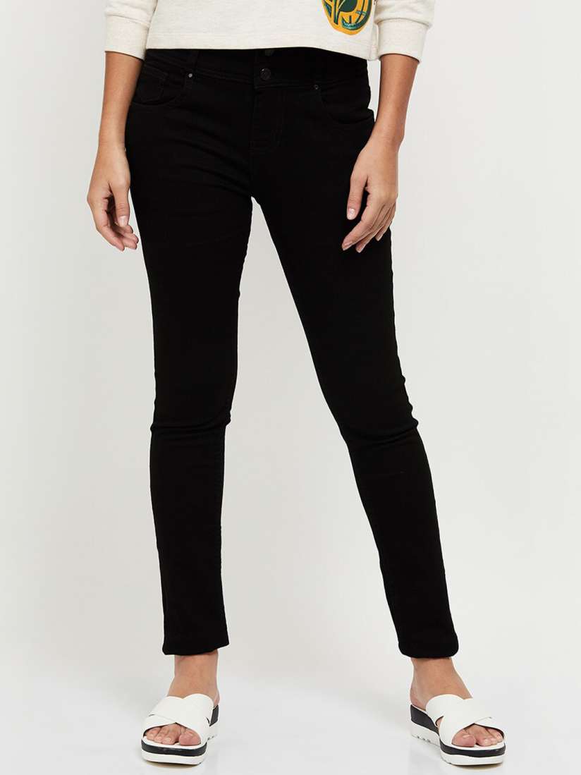 Myntra black jeans for ladies discount
