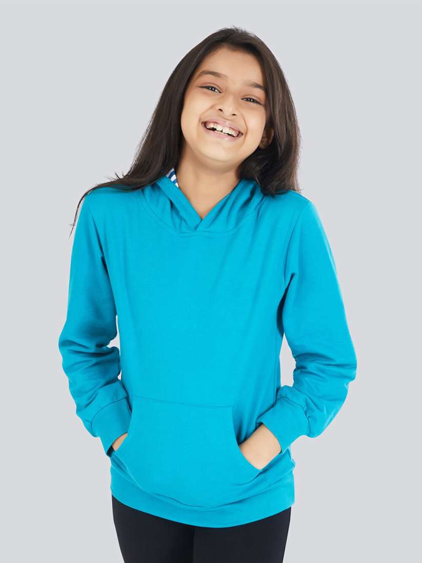 Buy Olele Girls Teal Hooded Sweatshirt Sweatshirts for Girls 19209772 Myntra