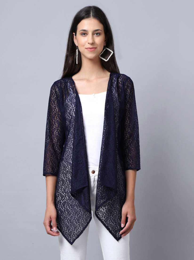Buy Rute Women Navy Blue Cotton Shrug Shrug for Women 19216442 Myntra