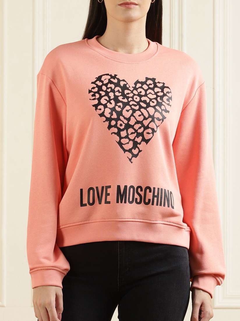 Love Moschino Pullover Love Moschino Women's Heart Logo Sweatshirt Red