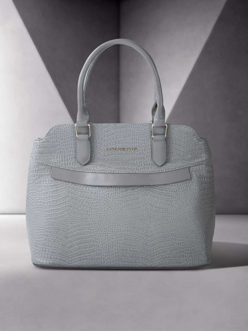 Buy Lino Perros Grey Snakeskin Textured Structured Handheld Bag Handbags for Women 19223380 Myntra
