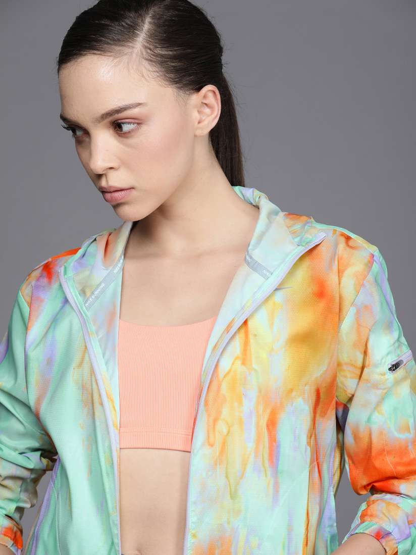 Buy Nike Women Green Orange Printed Running Sporty Jacket Jackets for Women 19223772 Myntra