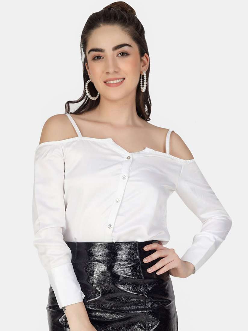 White satin bardot top top