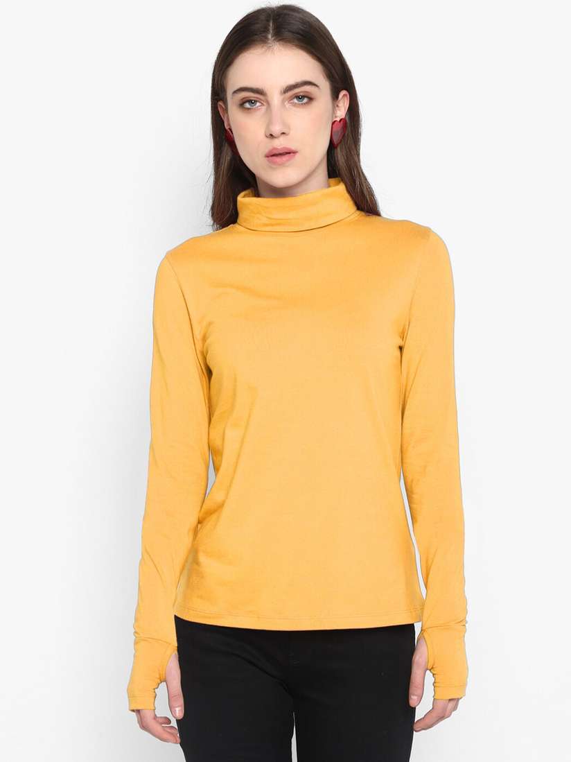 yellow high neck top