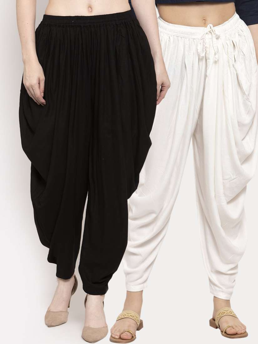 Buy Clora Creation Women Black Off White Pack Of 2 Solid Dhoti Salwars Dhotis for Women 19233808 Myntra