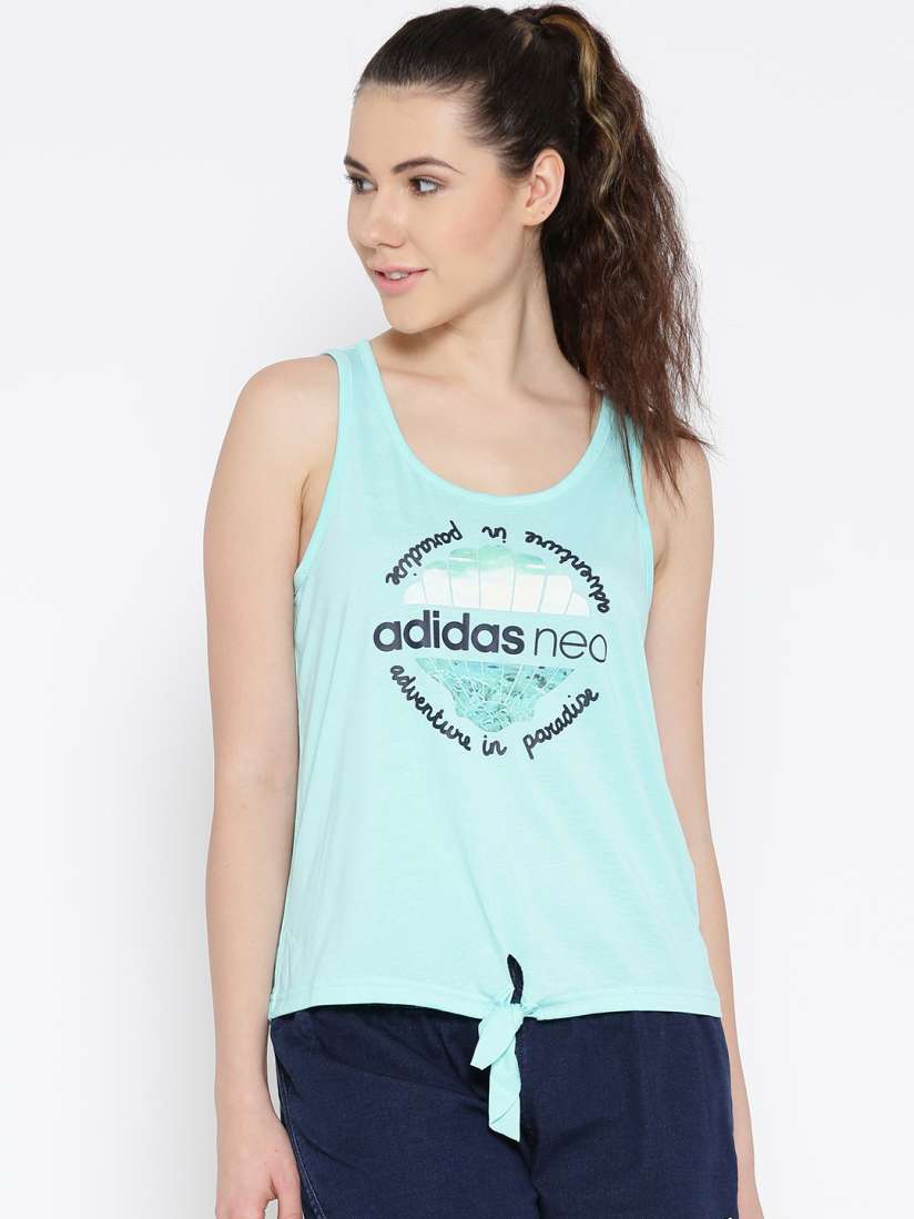 Buy ADIDAS NEO Women Turquoise Blue Shell Printed Tank Top Tops for Women 1924167 Myntra