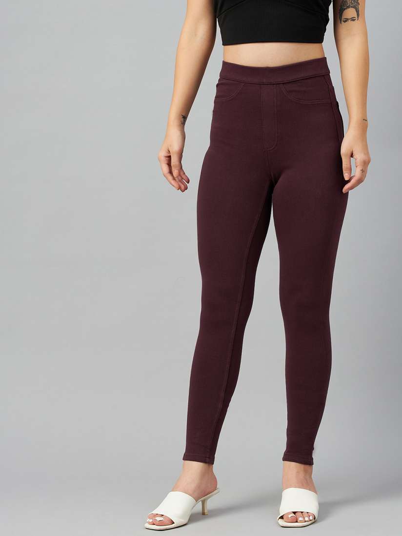 Buy Marks Spencer Women Burgundy Solid Jeggings Jeggings for Women 19241750 Myntra