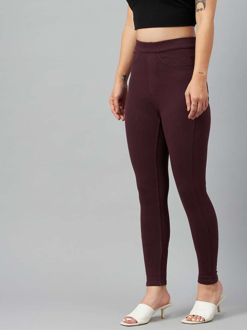 Buy Marks Spencer Women Burgundy Solid Jeggings Jeggings for Women 19241750 Myntra
