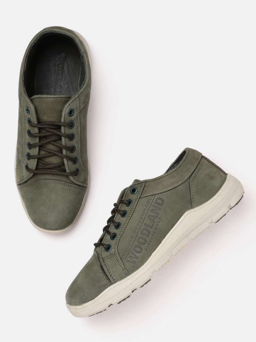 Buy Woodland Men Olive Green Solid Leather Sneakers Casual Shoes for Men 19244016 Myntra